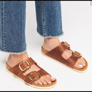 Birkenstock large gold buckle Arizona leather